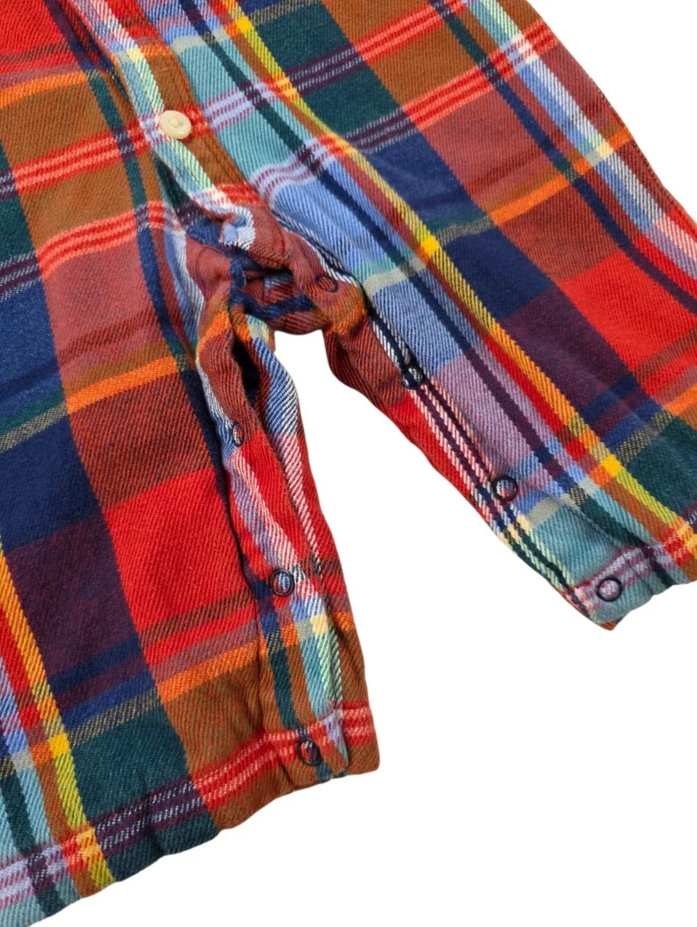 Ralph Lauren Baby Tartan Plaid Lined Flannel Jumpsuit Romper 6M Cotton Preppy